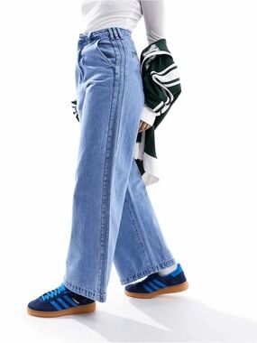 adidas Originals x Ksenia Schnaider three stripe jeans in washed denim
